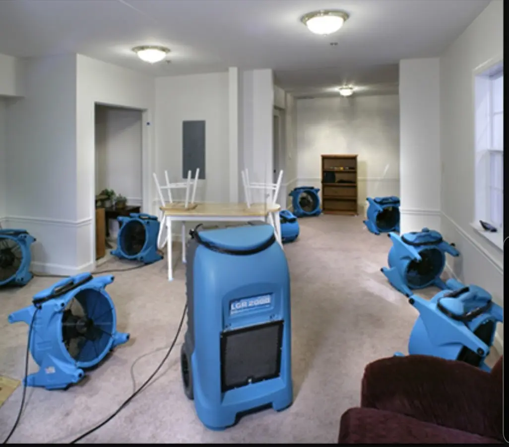 Air movers and dehumidifier setup for Water Extraction & Removal in Irondale